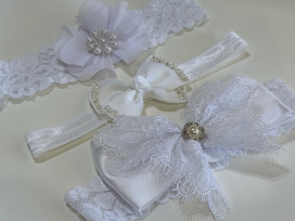 Set of 3 White Baby Headbands